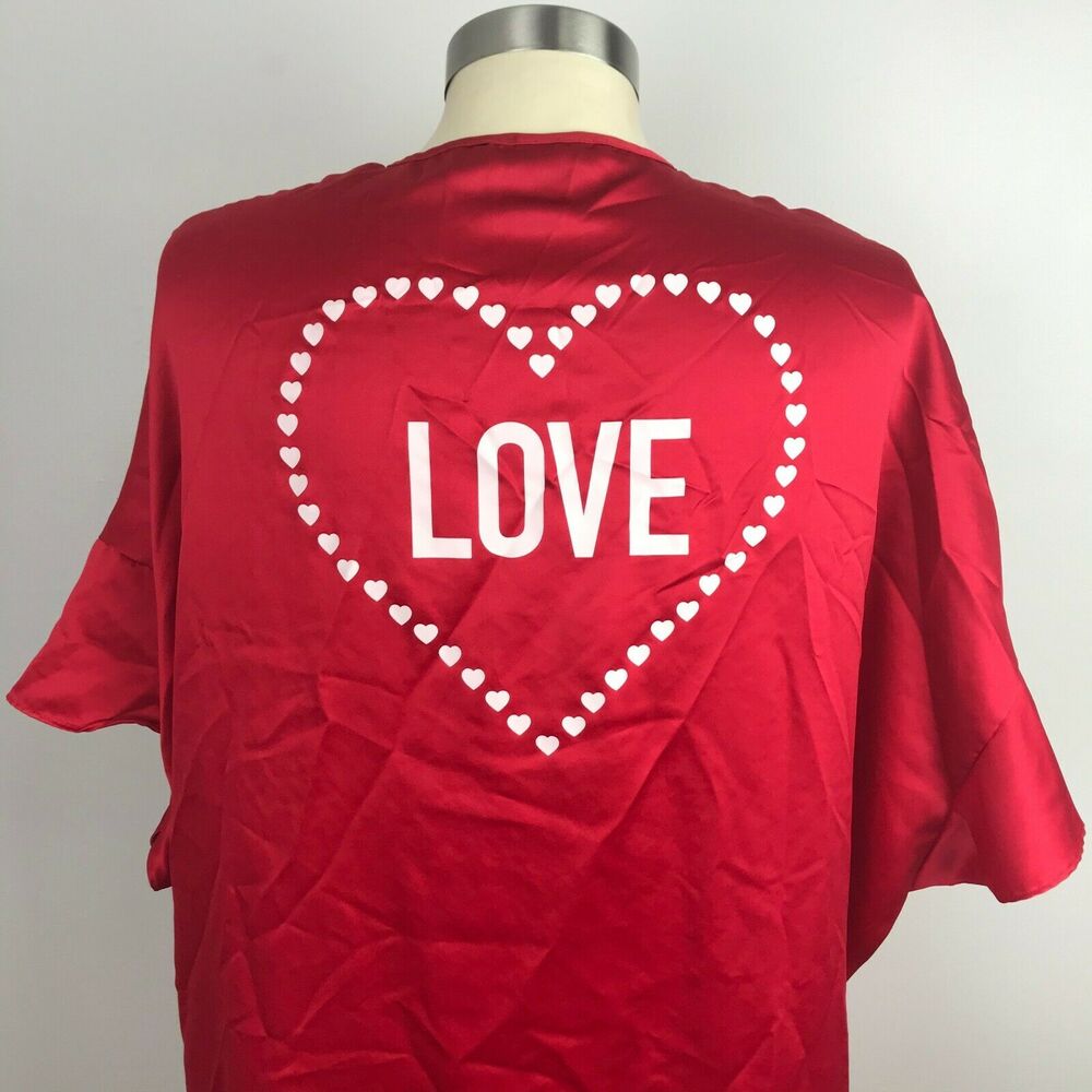 LOVE Red One Size Satin Robe - Picture 7 of 9
